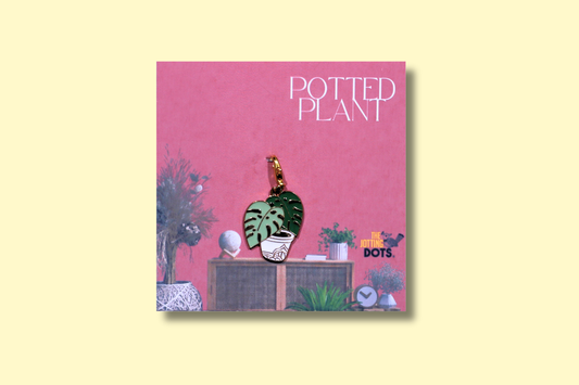 Potted plant enamel charm