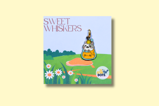 Sweet whiskers enamel charm
