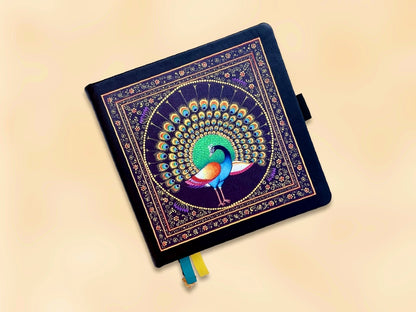 Dancing Peacock Square Notebook