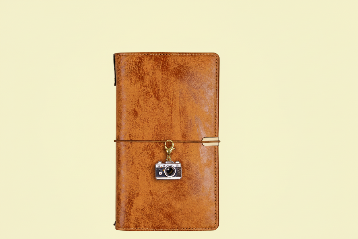 Vintage camera enamel charm